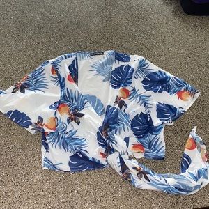 USED Floral Tye Up Shirt